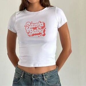 White 'Santa Baby' baby tee